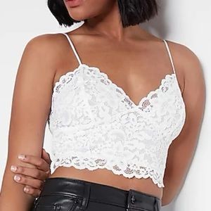NWT Express Allover Lace Cropped Cami in White, Size S